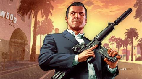 GTA 5 Michael holding assault rifle