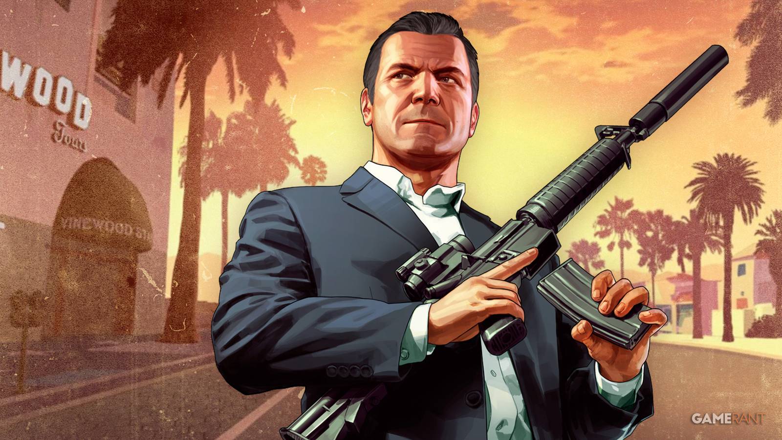 GTA 5 Michael holding assault rifle