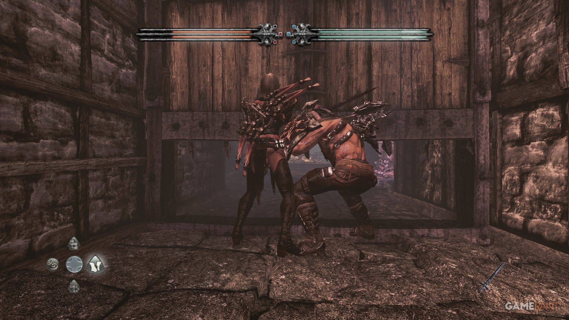 Hunter Demon's Forge Caddoc helping E'Lara Through Door