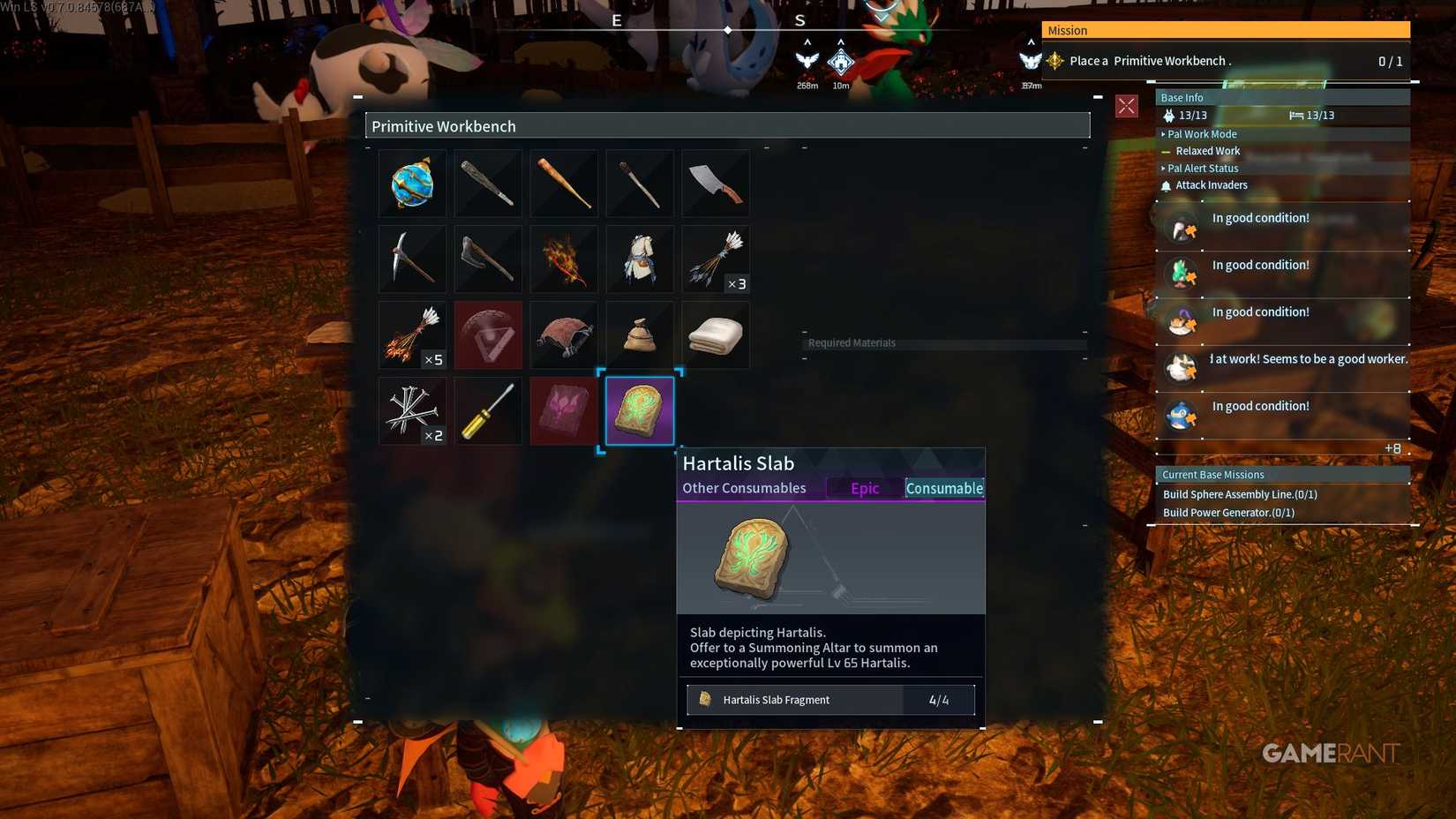 Palworld - Construct Hartalis Slab at Workbench