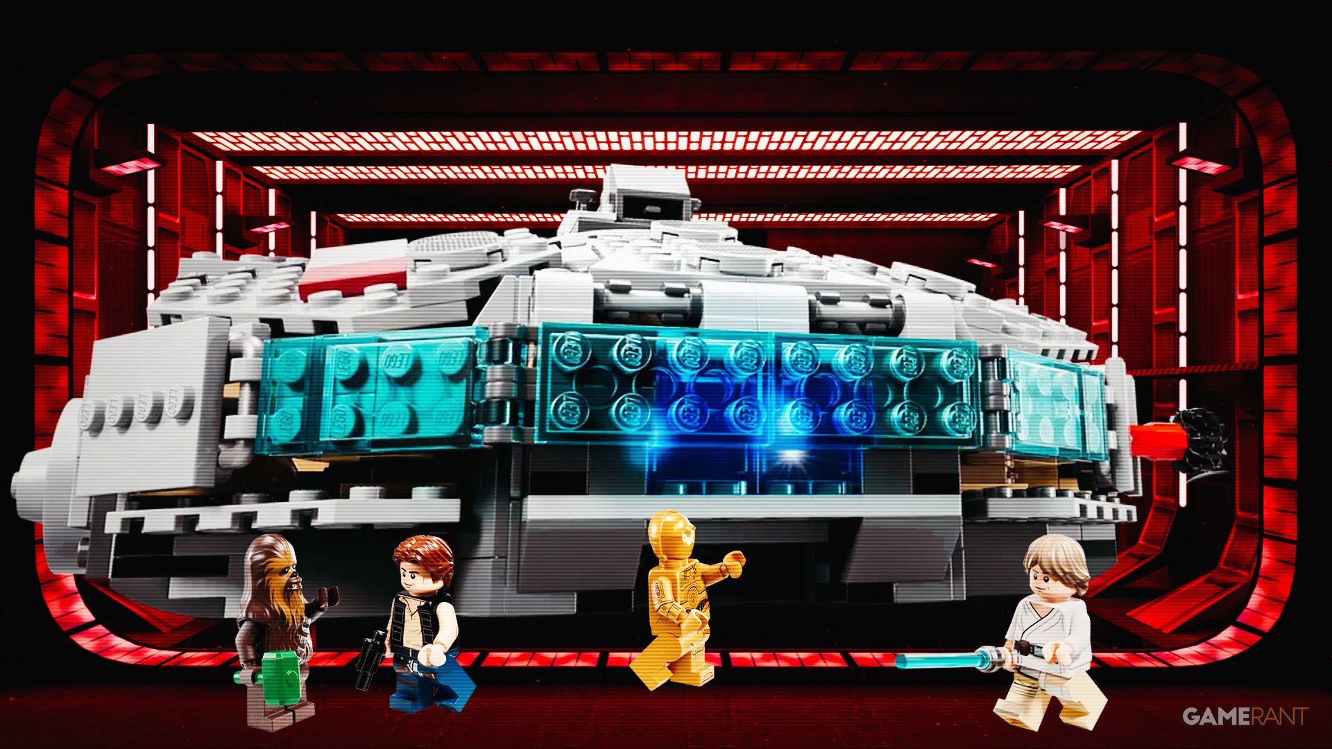 75426 LEGO Smart Play Millennium Falcon in red hangar posterized composite