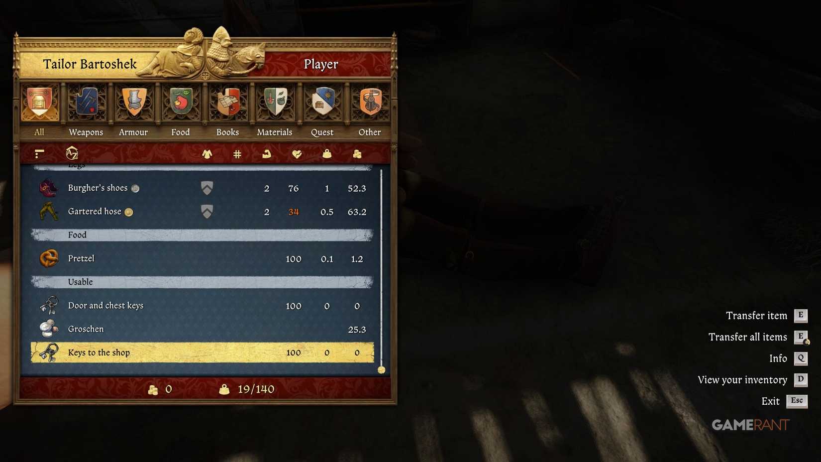 Kingdom Come Deliverance 2 - Opus Magnum - Loot Tailor for Keys to the Shop