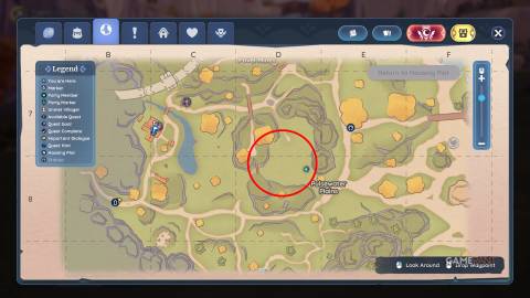 The map location for the Wild Garlic forageable found in southern Bahari Bay, with Pulsewater Plains being the best area to farm.