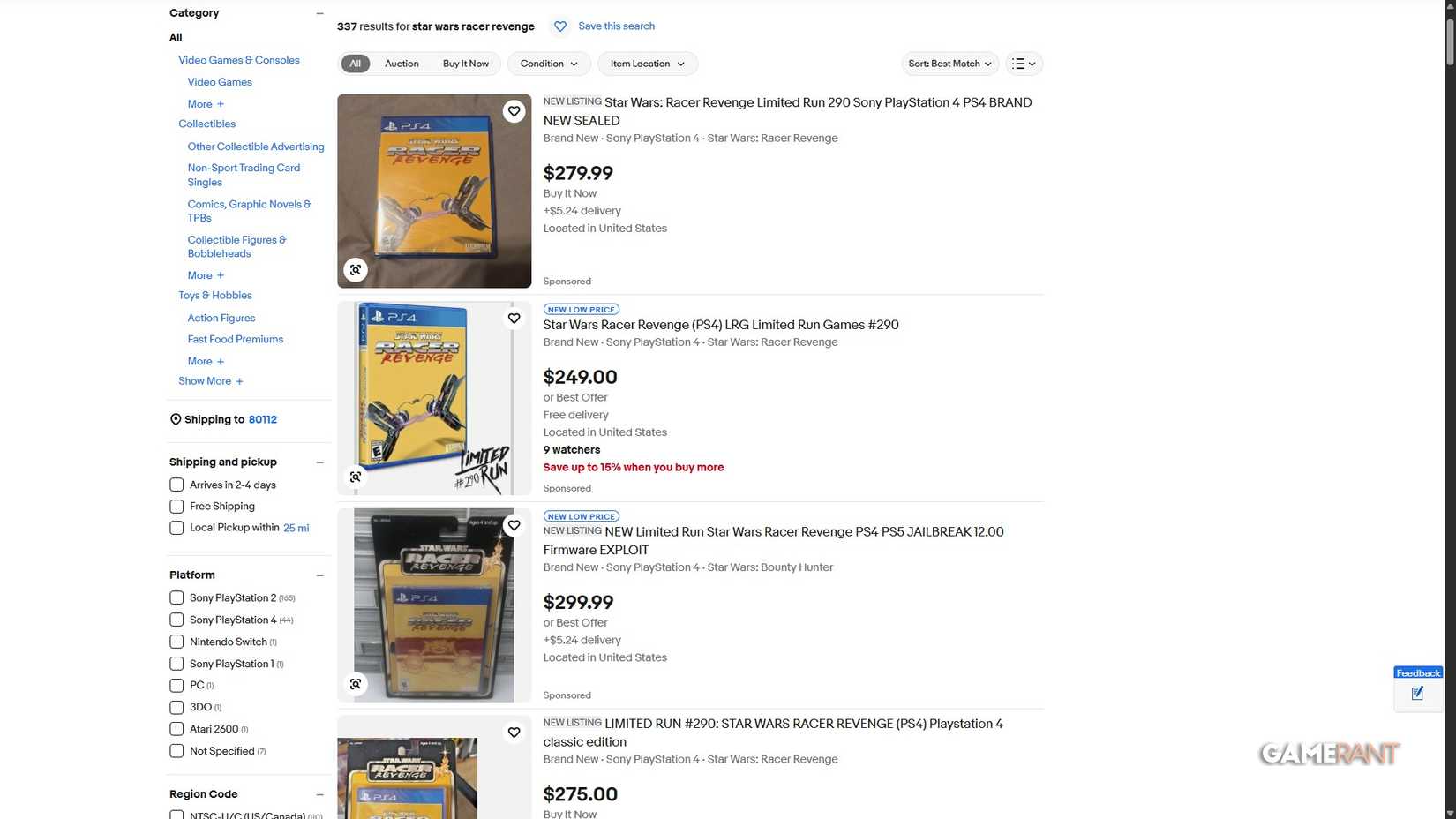 stars-wars-racer-revenge-limited-run-games-ps4-prices-ebay-january-2-2026