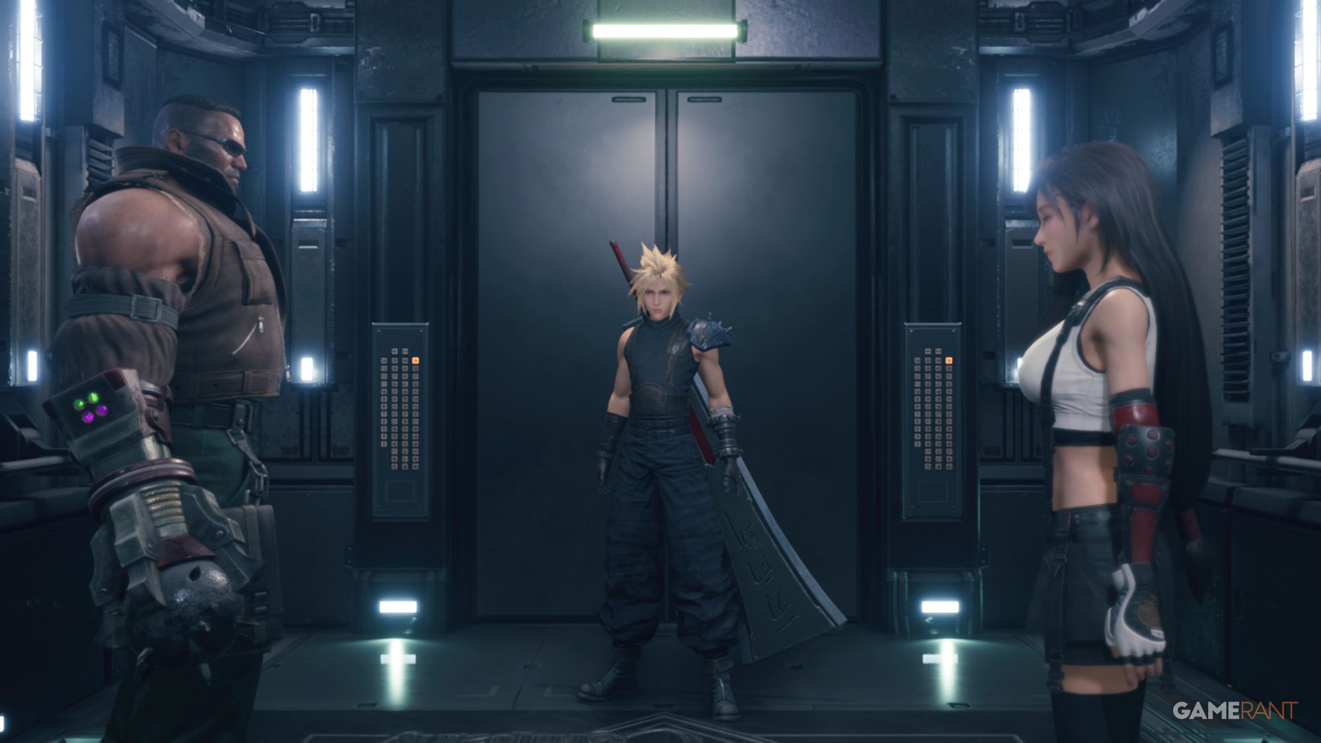 tifa cloud barret elevator shinra company ff7 remake intergrade