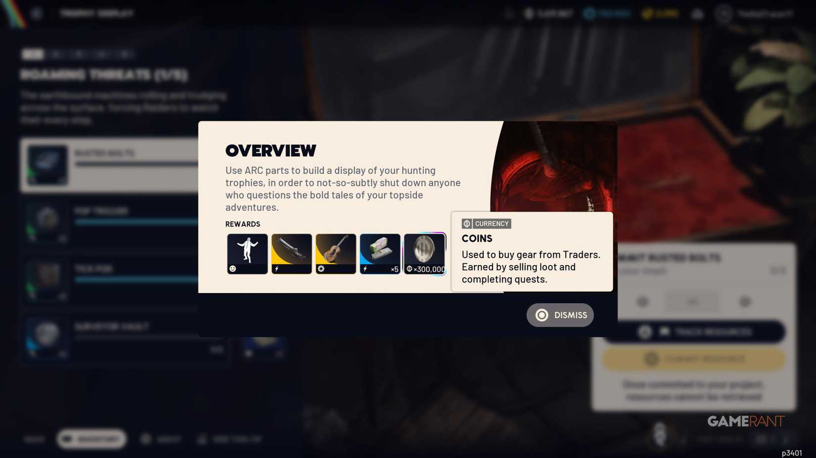 Trophy Display Project Completion Rewards in Arc Raiders