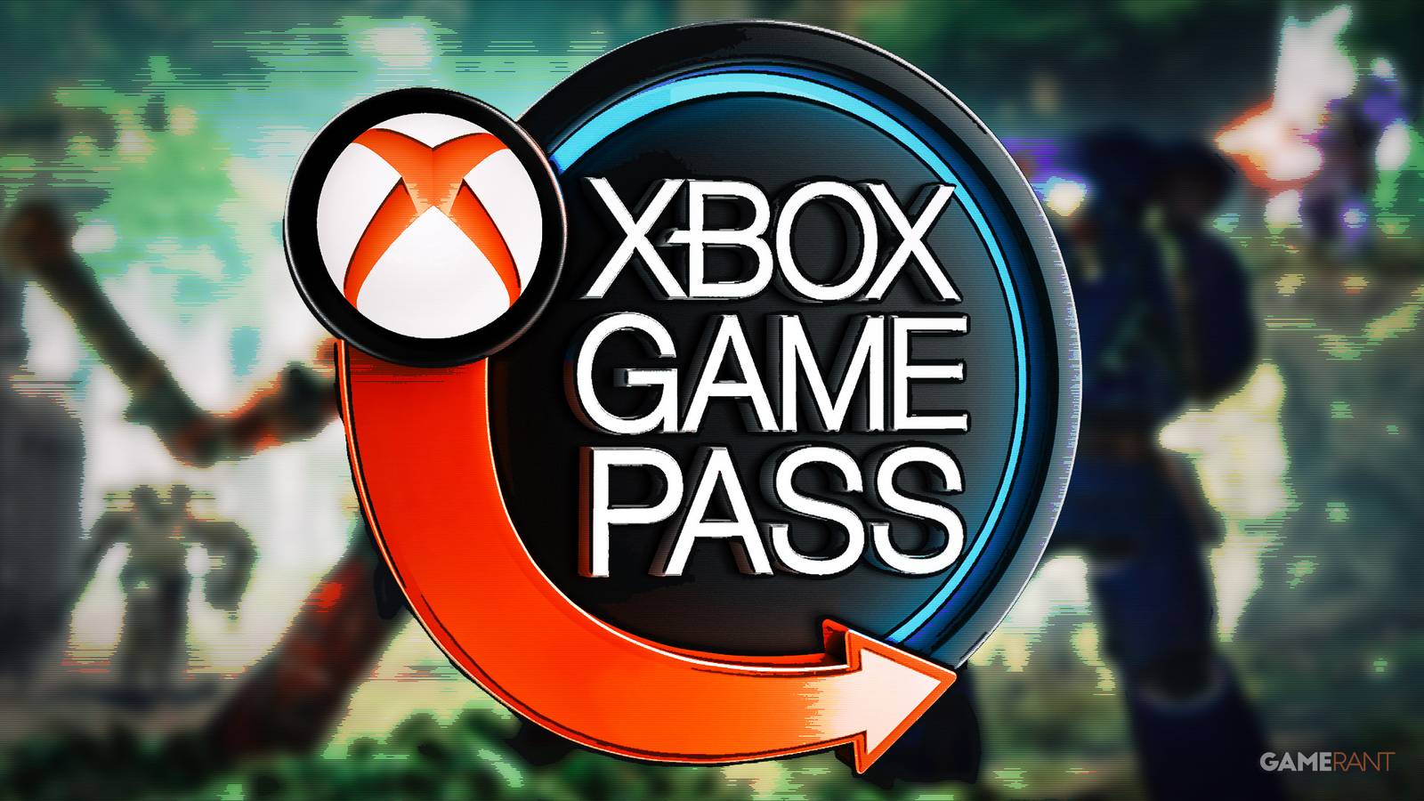 Xbox Game Pass two-tone emblem over Warhammer 40k Space Marine 2 posterized fight