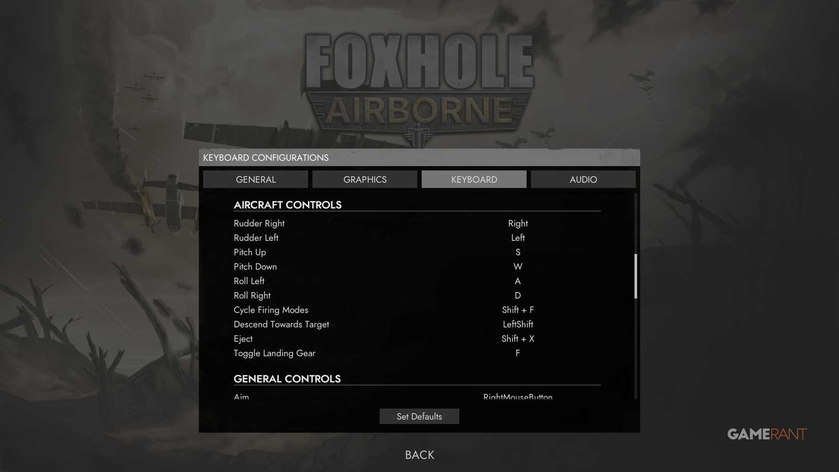 Foxhole - Aircraft Controls