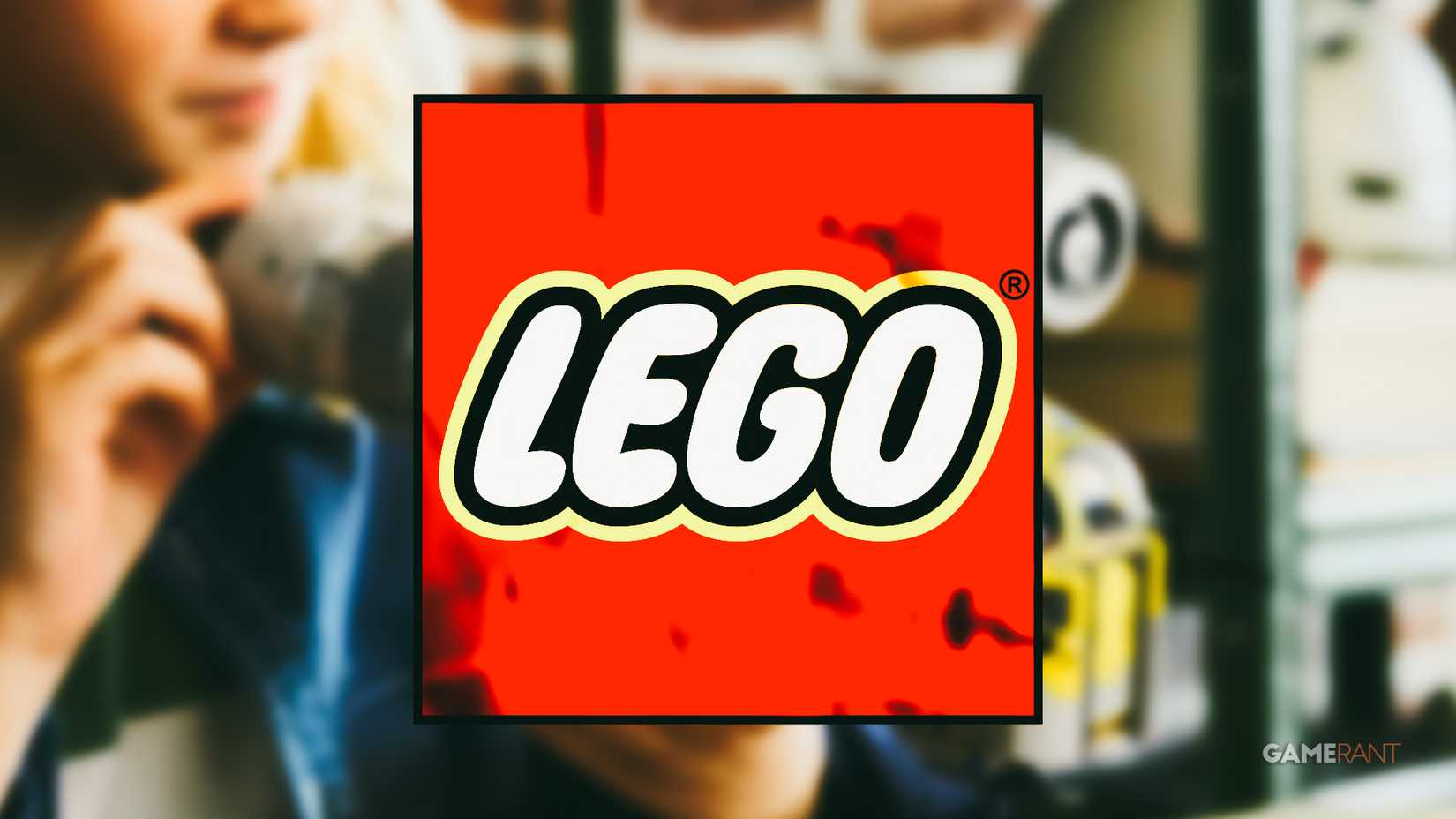LEGO logo over slightly blurred Razor Crest 75447 lifestyle shot