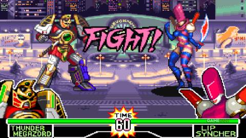 mighty morphin power rangers fighting game thunder megazord vs lip syncher