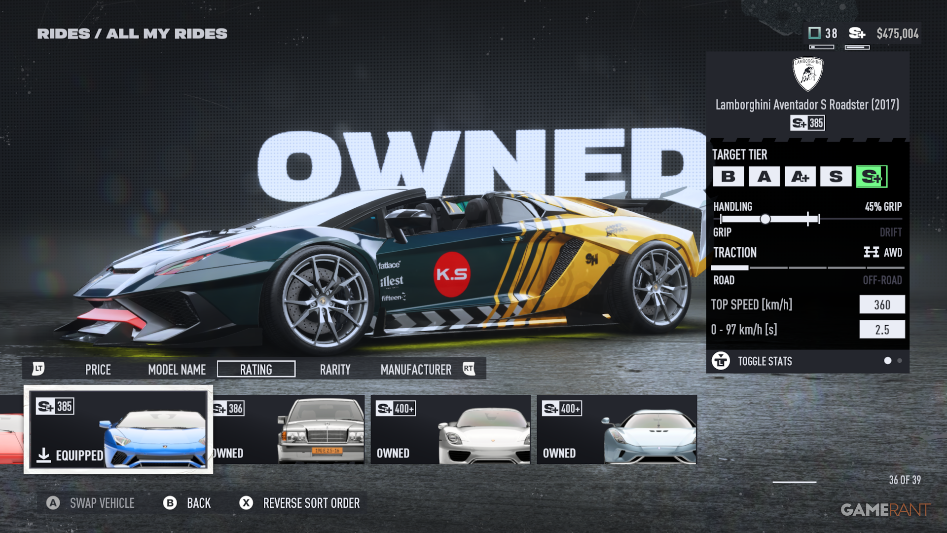NFS Unbound Lamborghini Aventador S Roadster