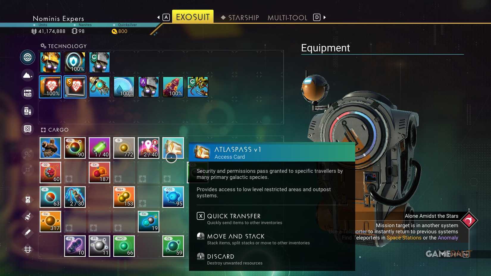 No Man's Sky - AtlasPass v1 in Inventory