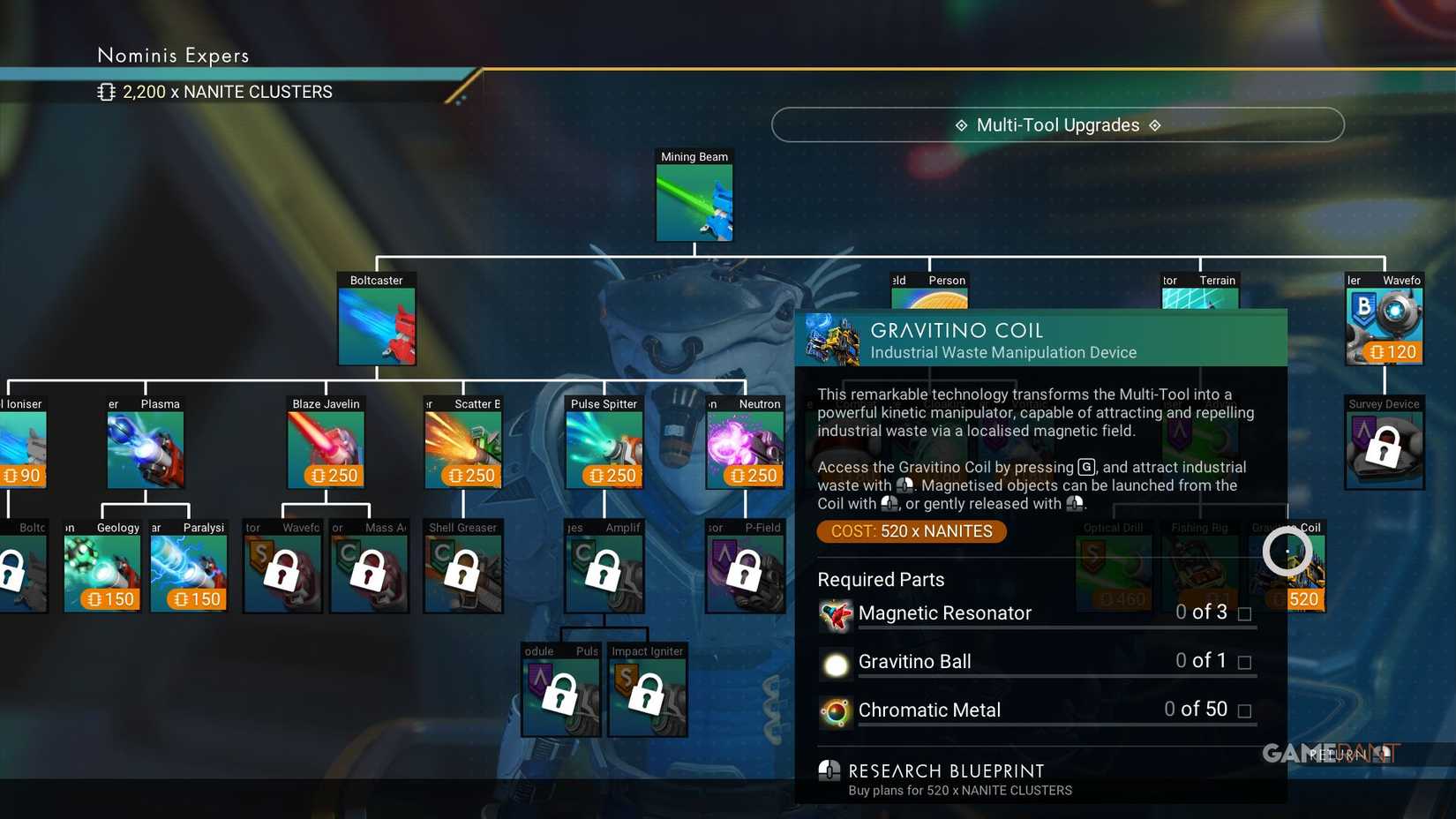 No Man's Sky - Gravitino Coil Blueprint - Eos