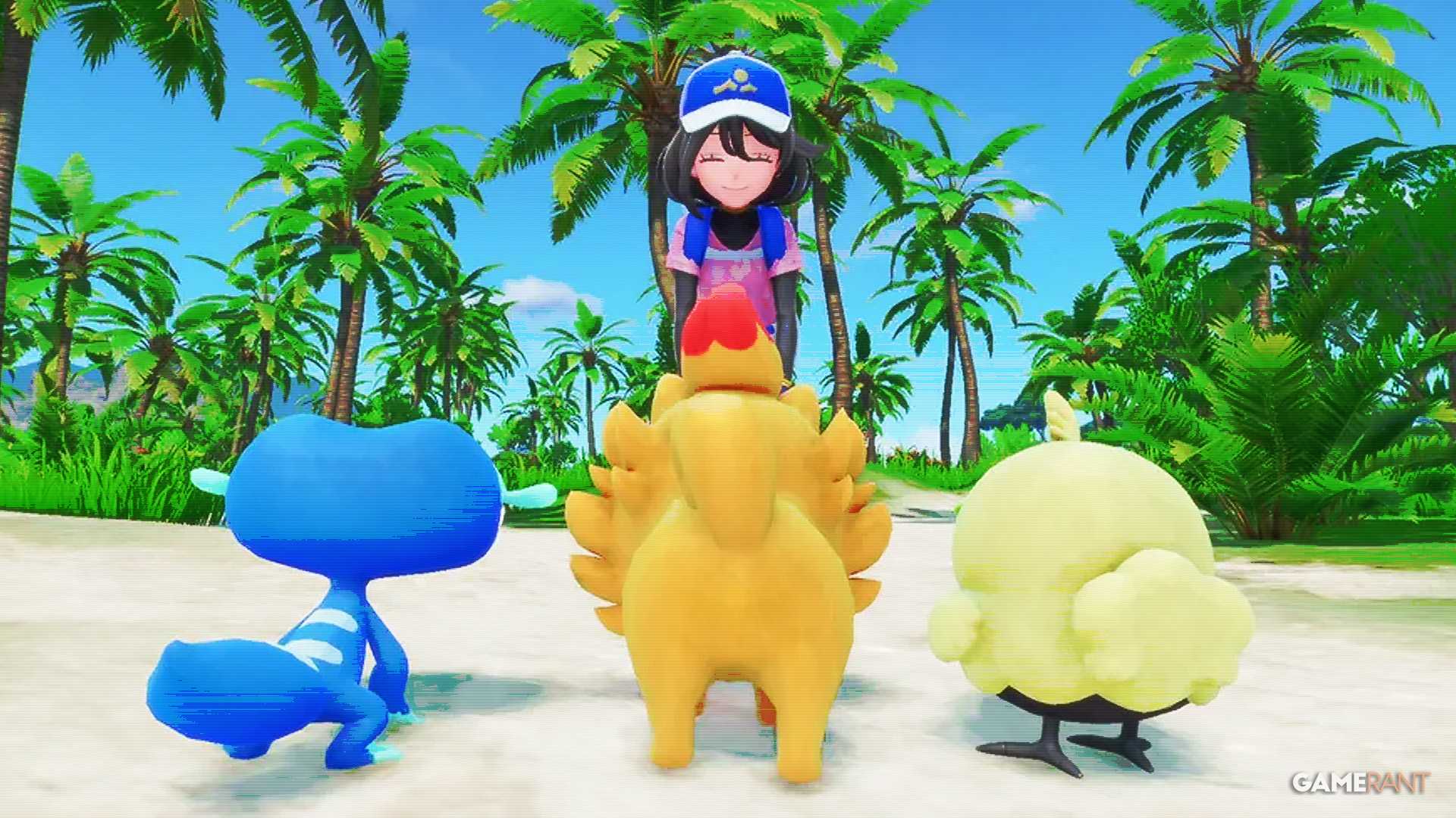 Tiga starter Pokemon Winds and Waves terlihat dari belakang