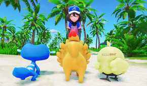 Pokemon Winds and Waves three starters back turned to camera