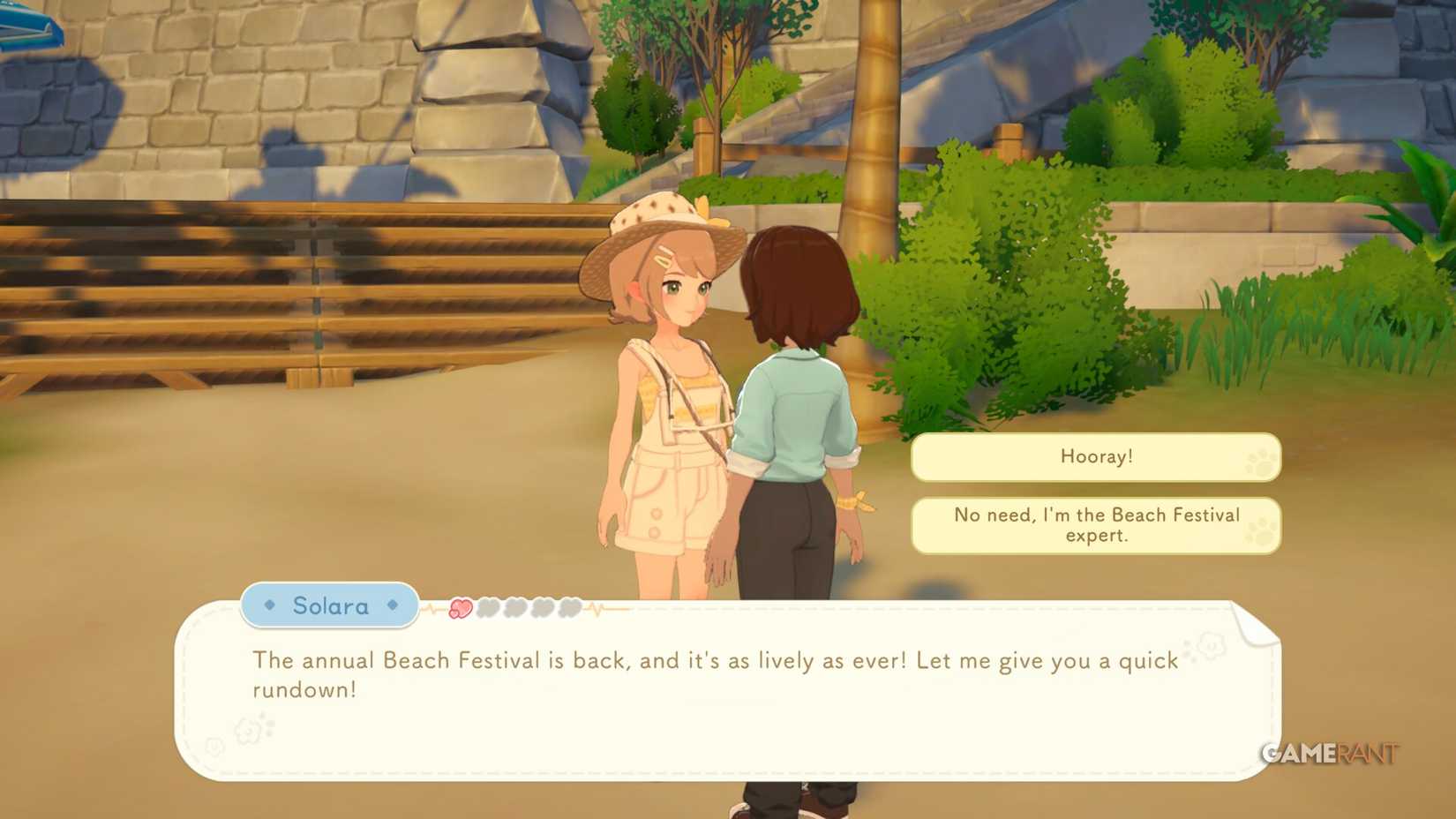 Talk to Solara on the day of the Beach Festival before participating in the mini-games available throughout the event.