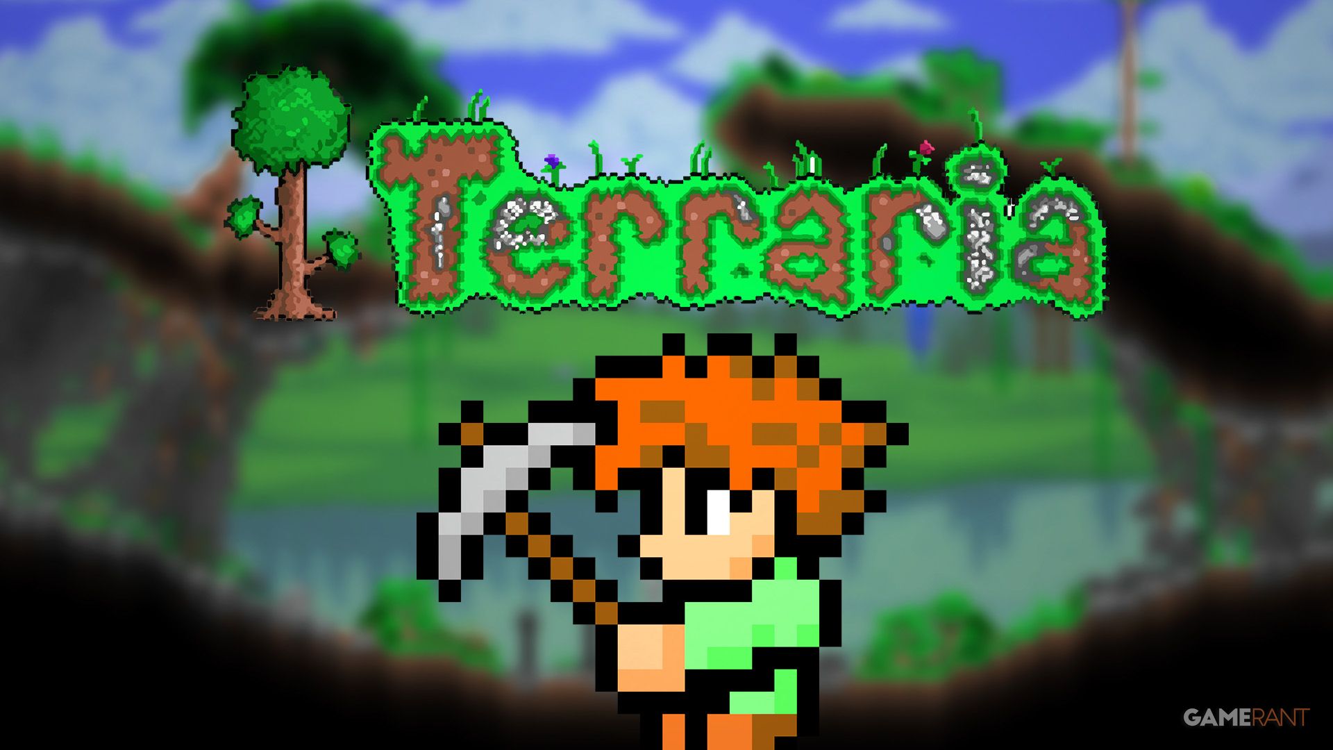 Terraria pickaxe sprite game logo
