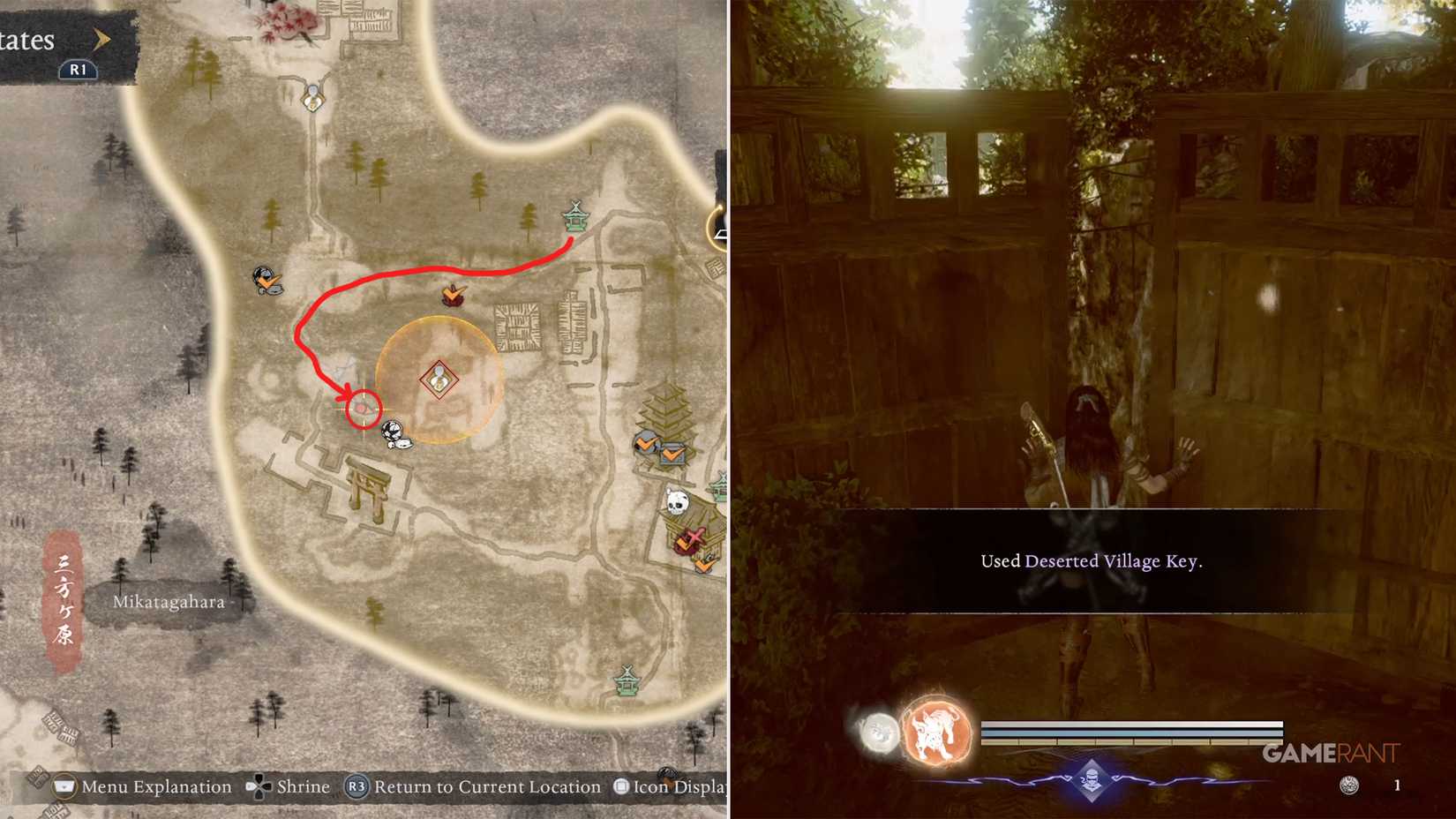 where to use deserted village key in nioh 3