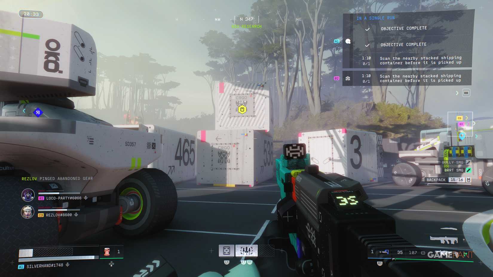 How to scan a nearby stacked shipping container in Marathon