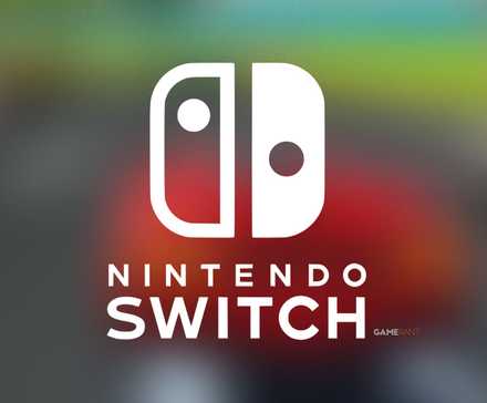 Nintendo Switch Logo over Horizon Chase Turbo car blurred