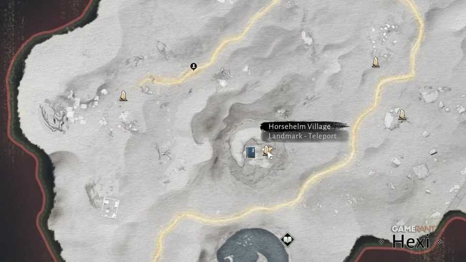 To play the flute, go south from the Horsehelm Village Boundary Stone to the marked location.