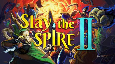 Slay the Spire 2 artwork with a the game's official logo, edited with a highly saturated color lookup table and some semi-transparent horizontal lines.