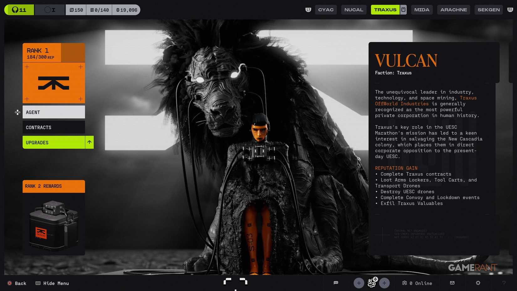 Traxus Faction (Levels & Rewards)