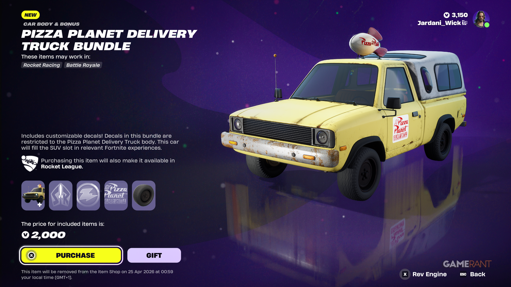 How to Get the Pizza Planet Delivery Truck in Fortnite