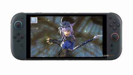 Nintendo switch 2 with final fantasy 14 miqote on screen