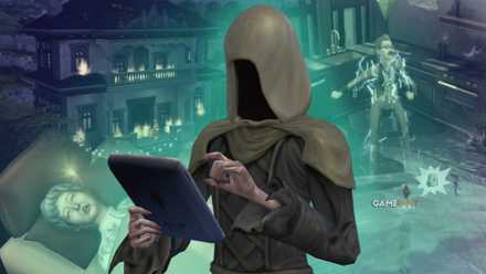 The Sims 4 Grim Reaper with dying Sims in the background