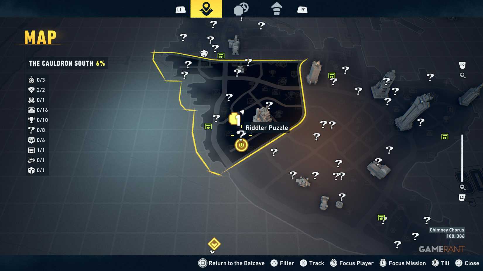 Overview of all Cauldron South Riddler puzzles in LEGO Batman Legacy 1