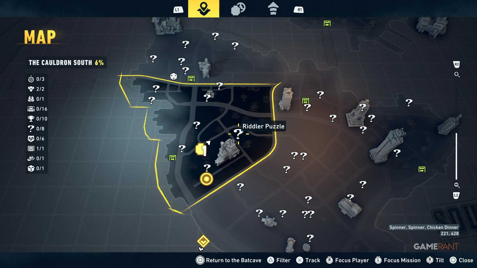 Overview of all Cauldron South Riddler puzzles in LEGO Batman Legacy 3