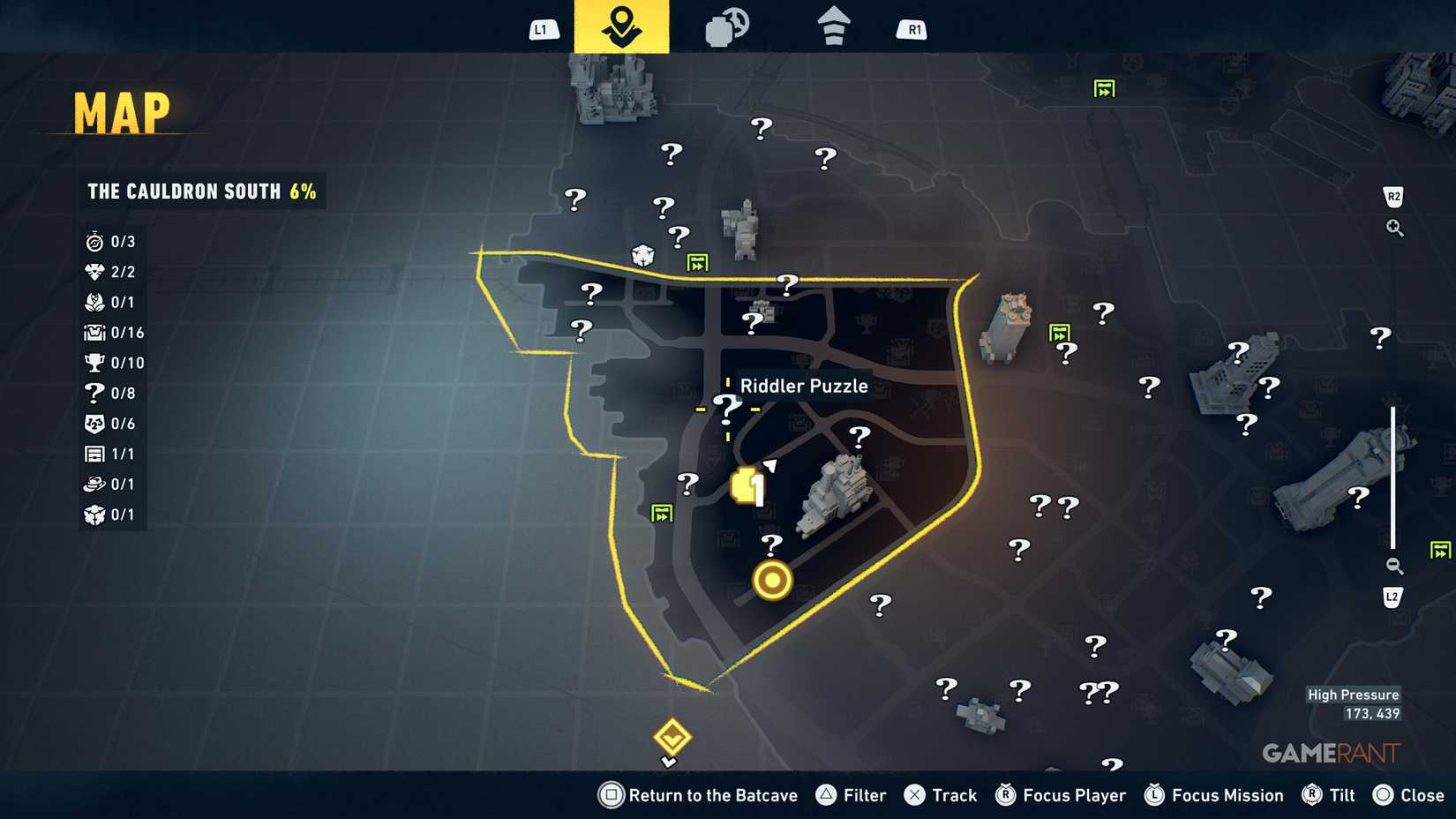 Overview of all Cauldron South Riddler puzzles in LEGO Batman Legacy 4