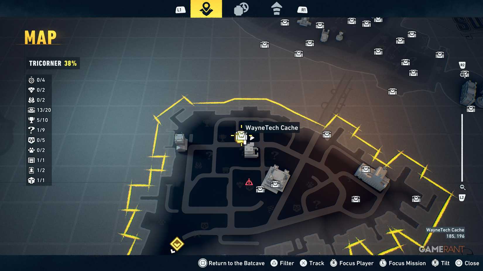 Overview of all Tricorner WayneTech cache locations in Lego Batman Legacy 10