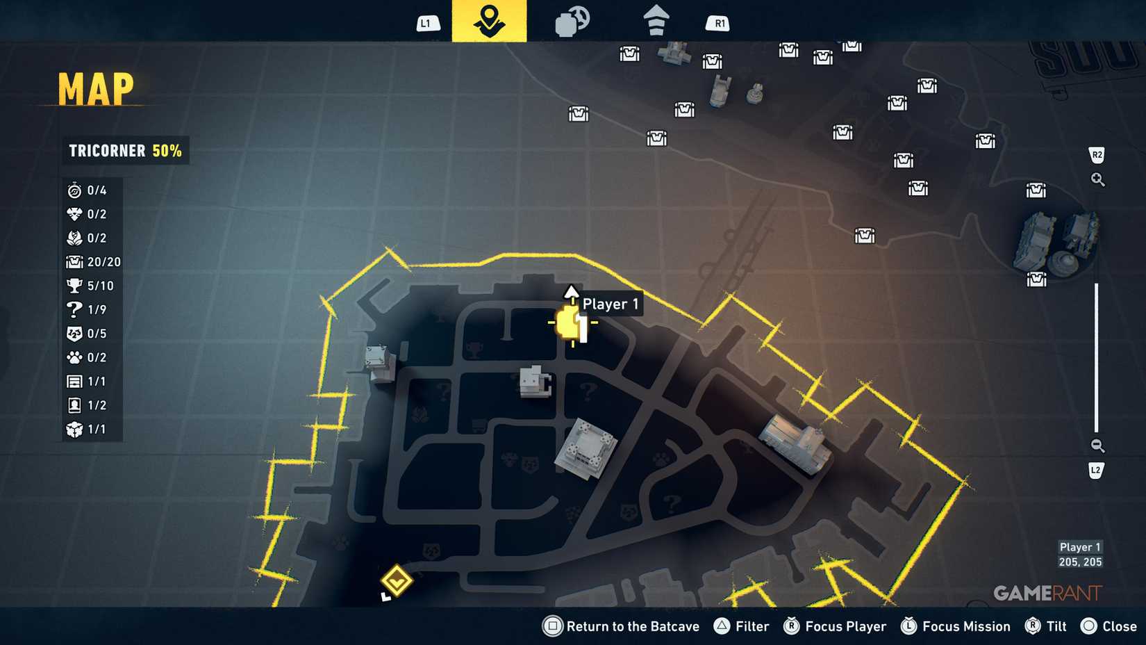 Overview of all Tricorner WayneTech cache locations in Lego Batman Legacy 11