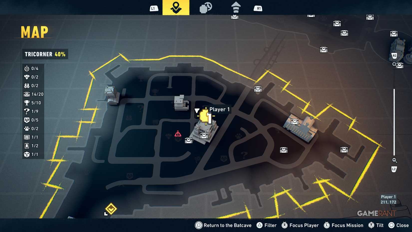 Overview of all Tricorner WayneTech cache locations in Lego Batman Legacy 13