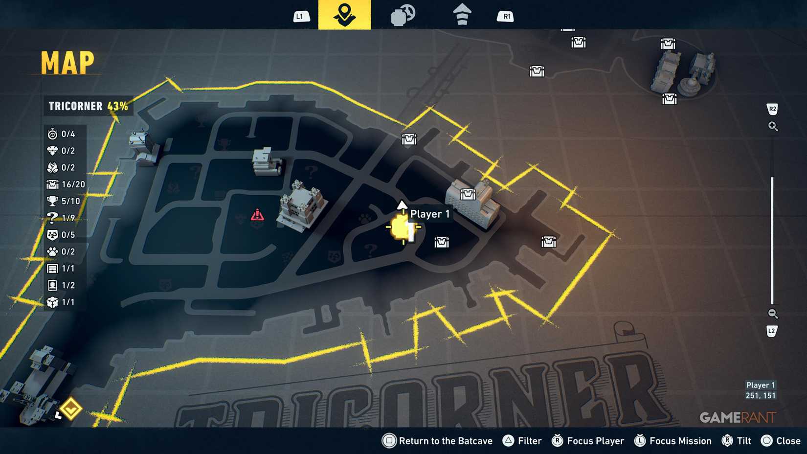 Overview of all Tricorner WayneTech cache locations in Lego Batman Legacy 16