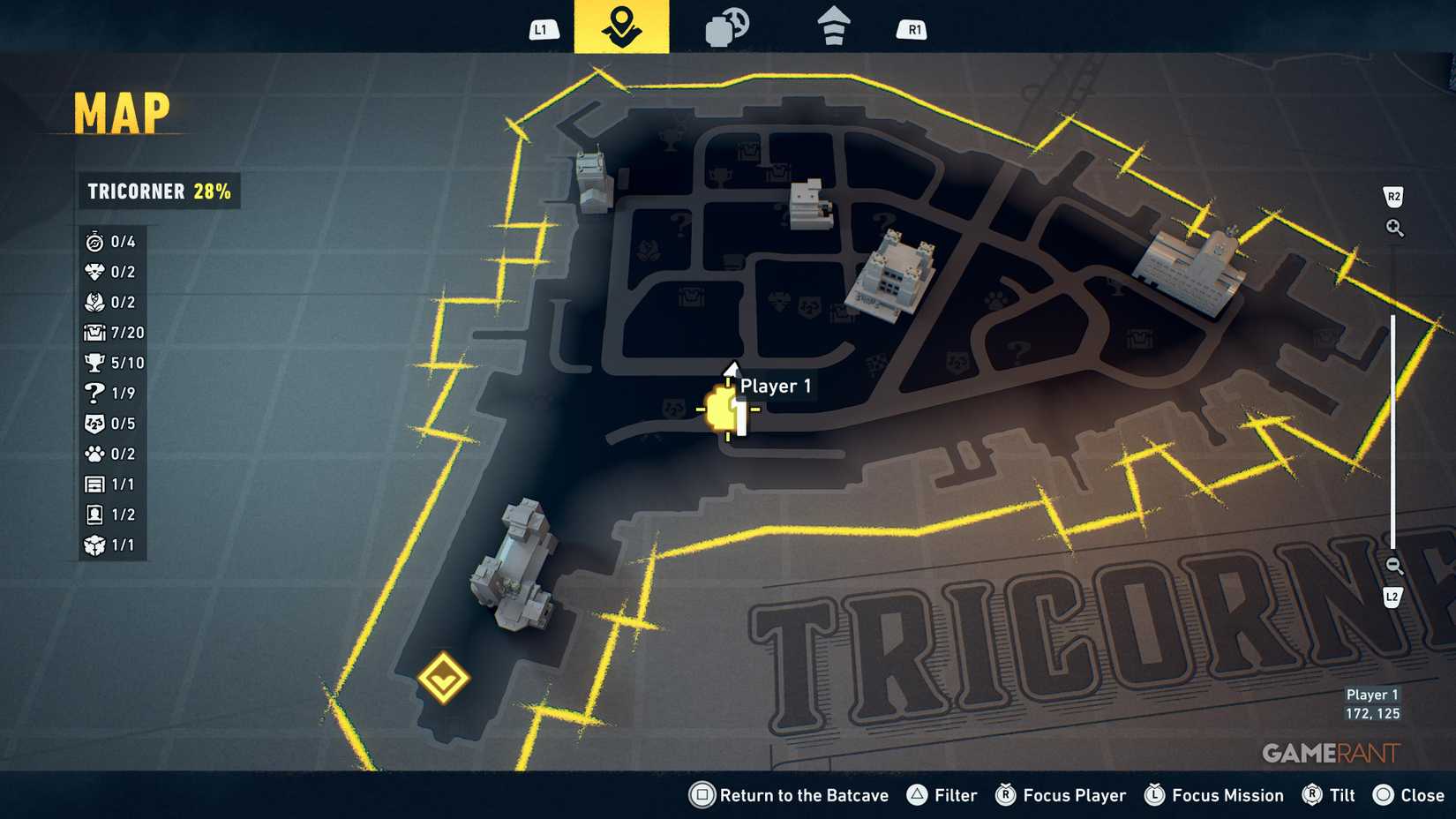 Overview of all Tricorner WayneTech cache locations in Lego Batman Legacy 2