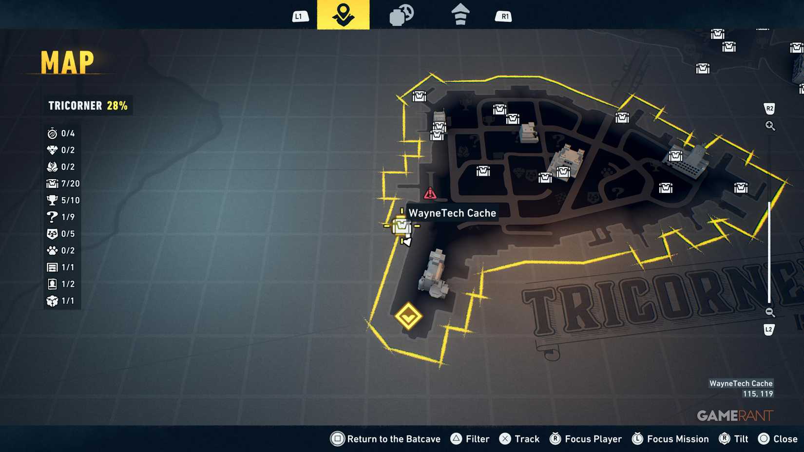 Overview of all Tricorner WayneTech cache locations in Lego Batman Legacy 3