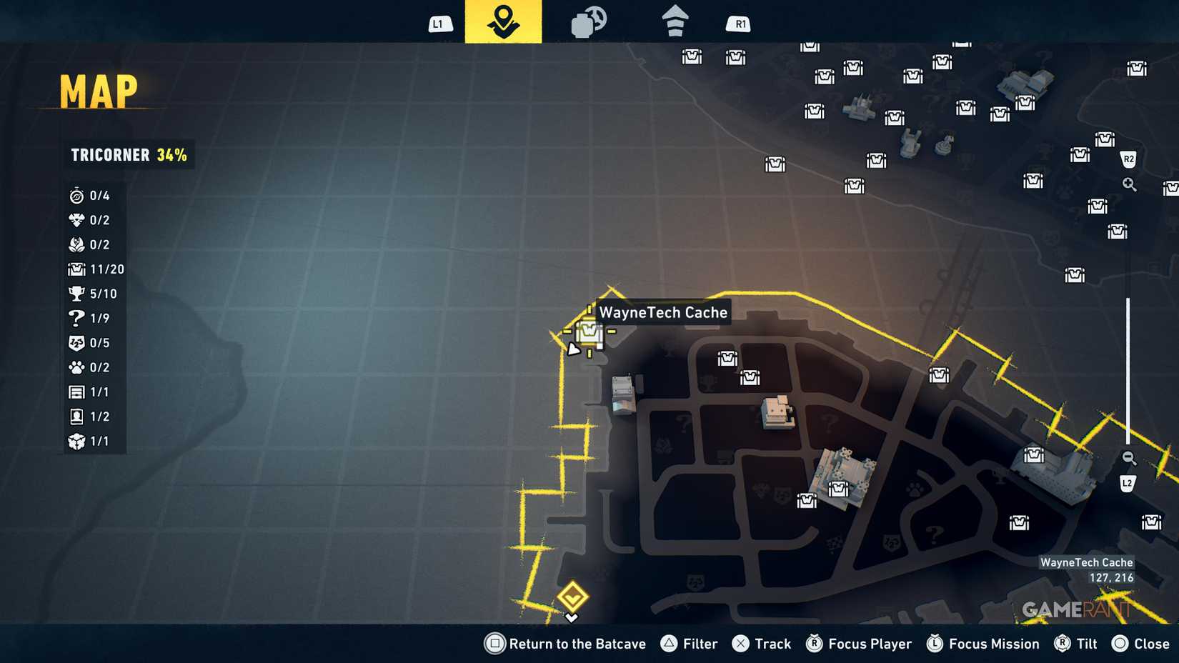 Overview of all Tricorner WayneTech cache locations in Lego Batman Legacy 8