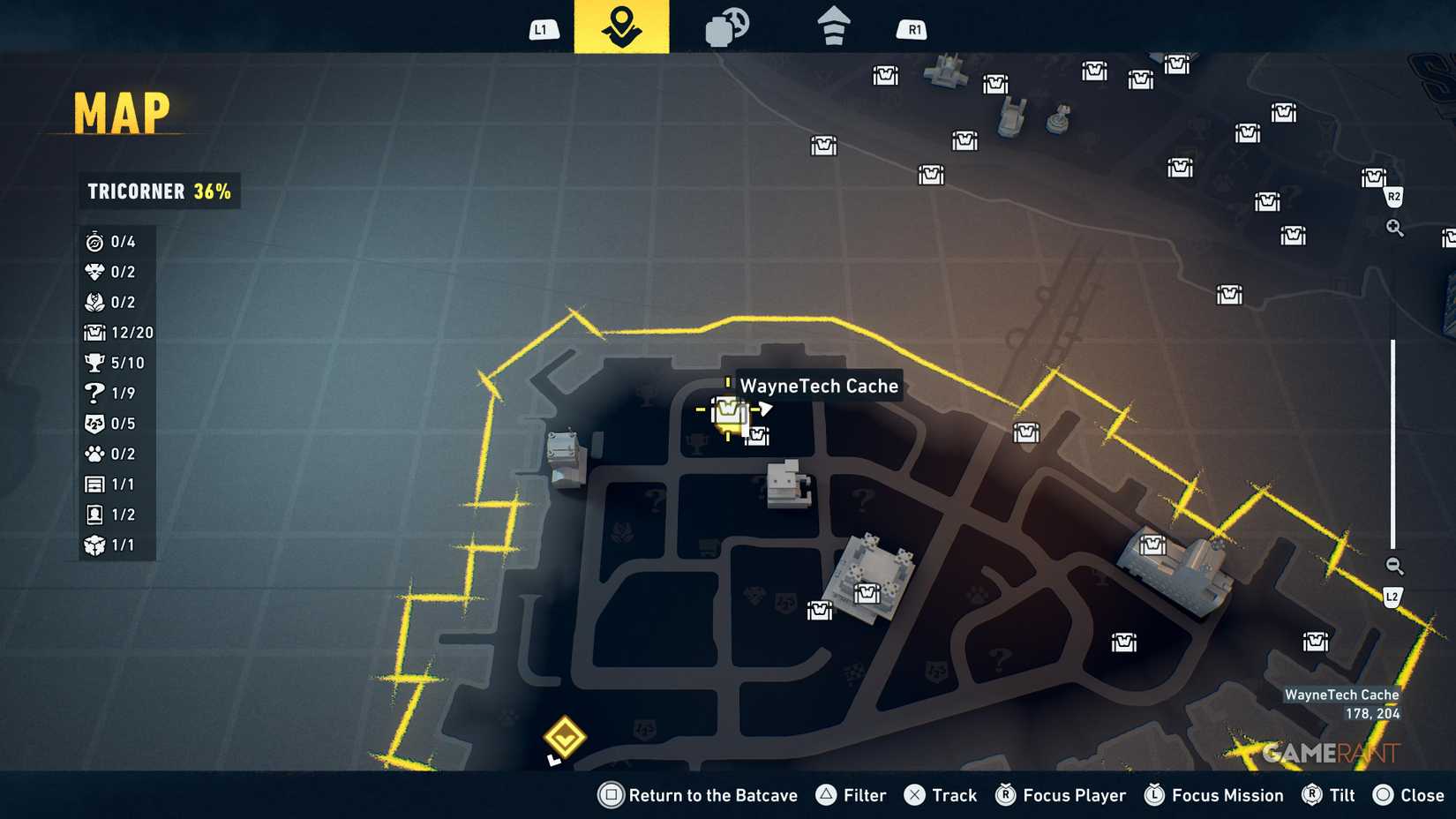 Overview of all Tricorner WayneTech cache locations in Lego Batman Legacy 9
