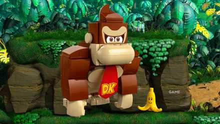 LEGO Donkey Kong figure on bananza background
