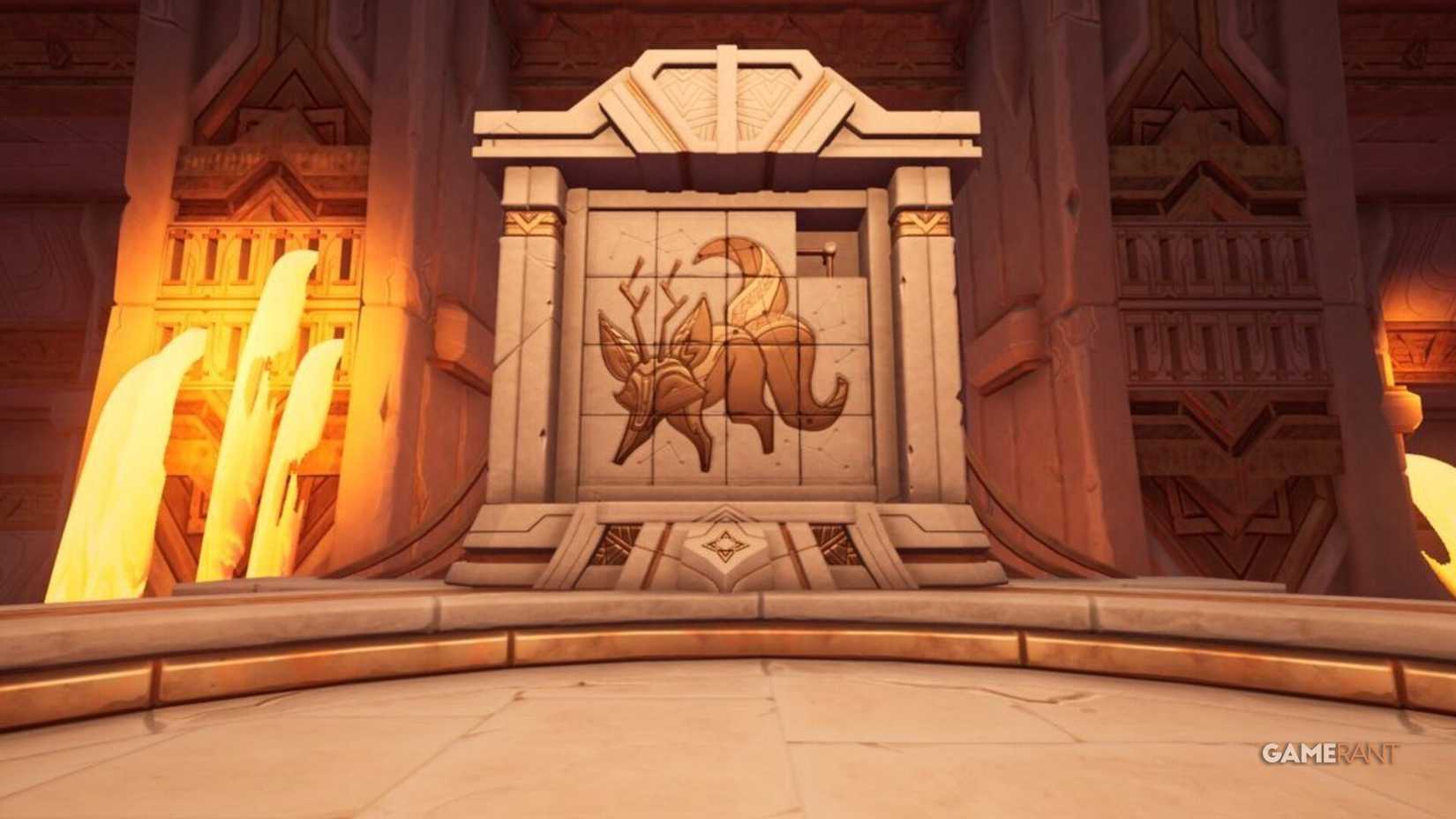 Solving the Temple of the Flames puzzle inside the second Chamber of Secrets.