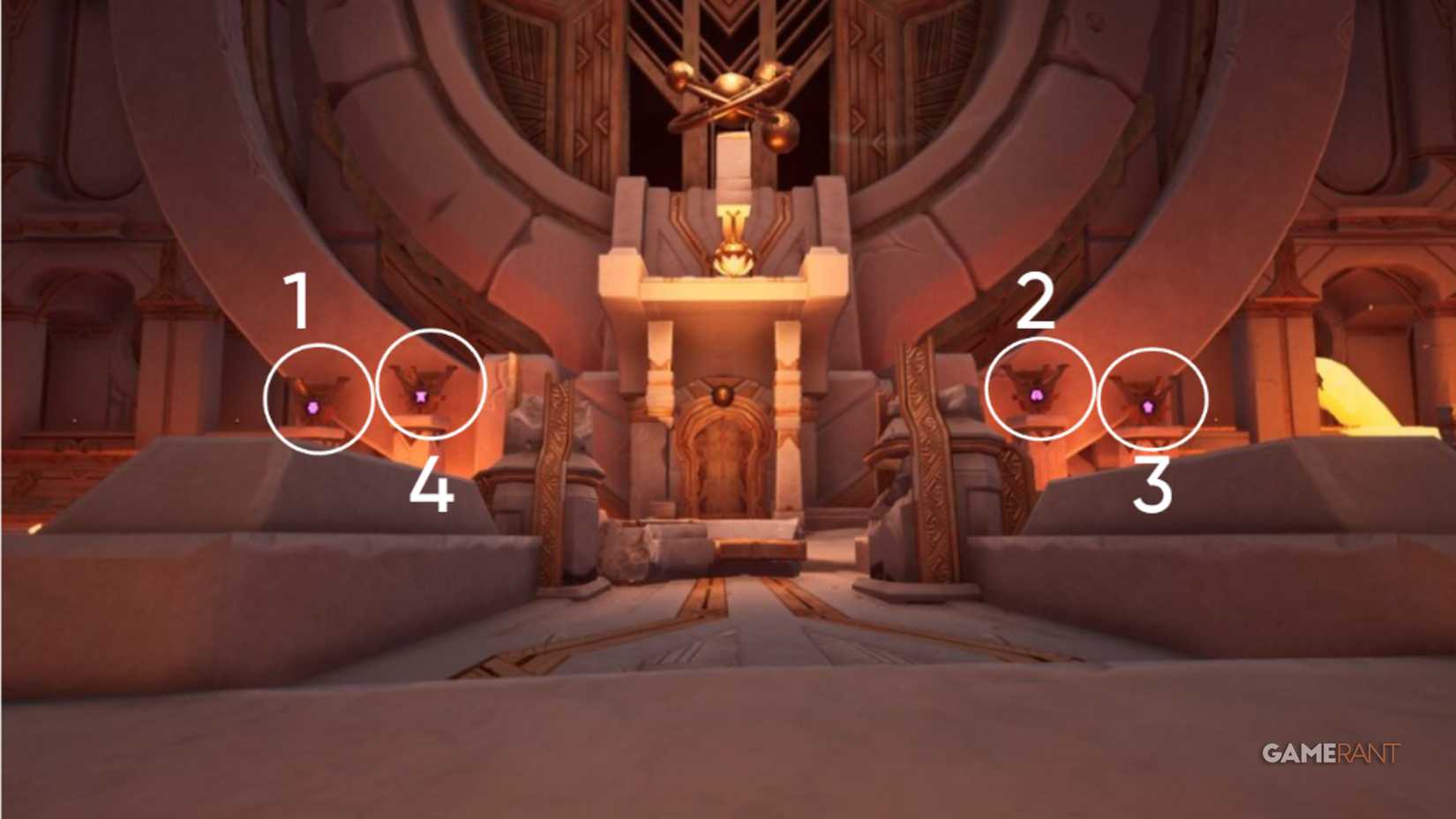 Solving the second grill puzzle outside the second Chamber of Secrets inside the Flame Temple.