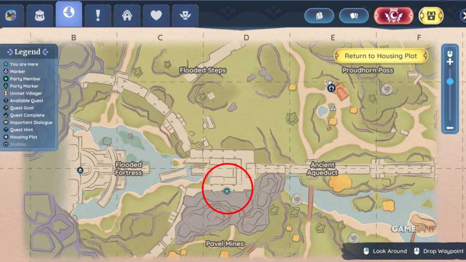 Location of the Temple of Flames on the World Map near Pavel Mines in Bahari Bay.