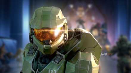 Image of Master Chief with Firefight: Gauntlet in the background