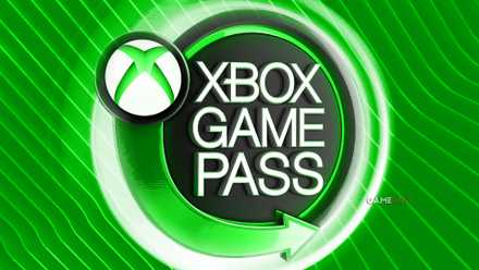 A green Xbox Game Pass logo with a glowing outline placed in front of some thin glowing stripes on a matching green background.
