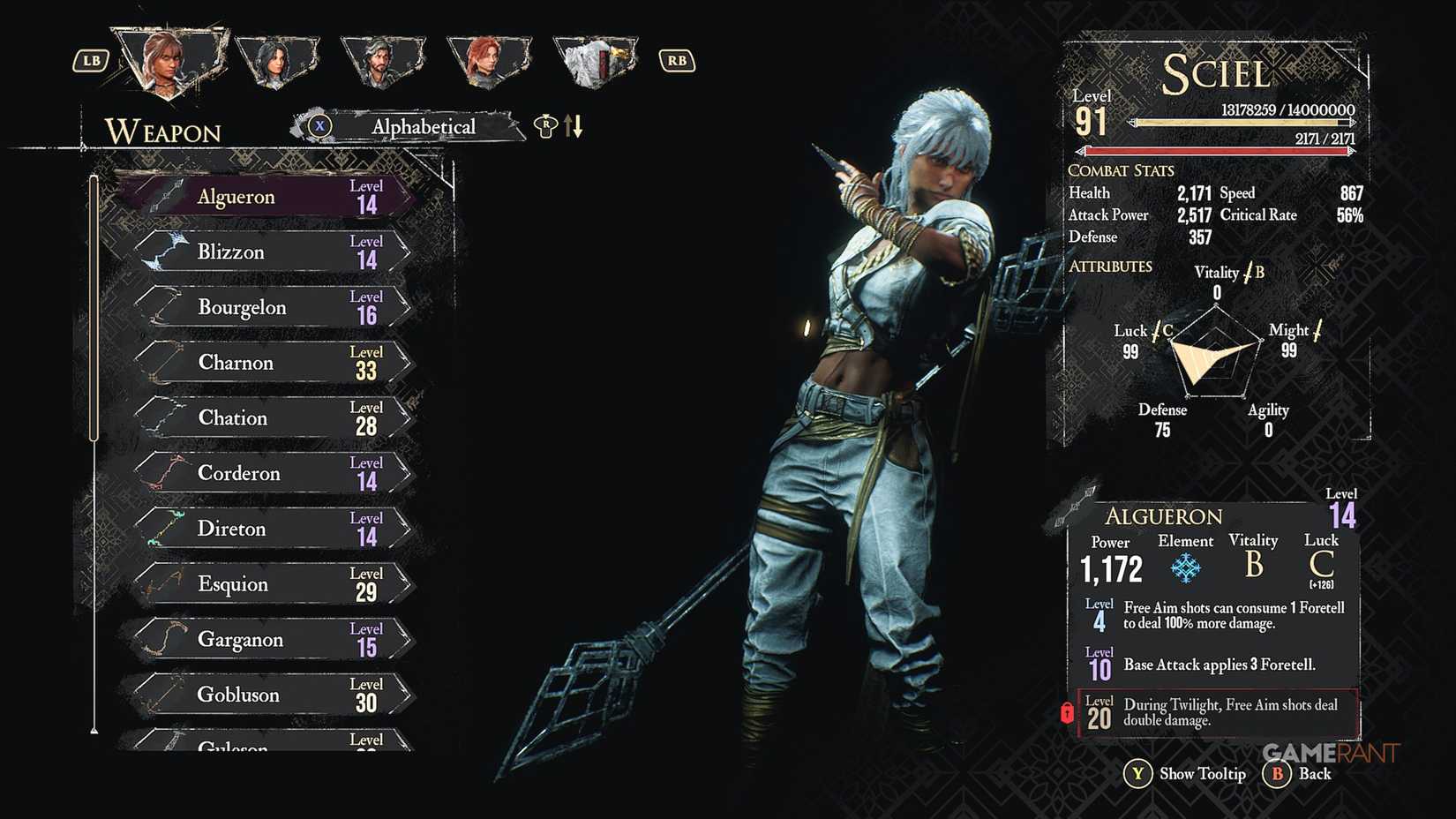 Clair Obscur Expedition 33 Sciel Algueron Weapon