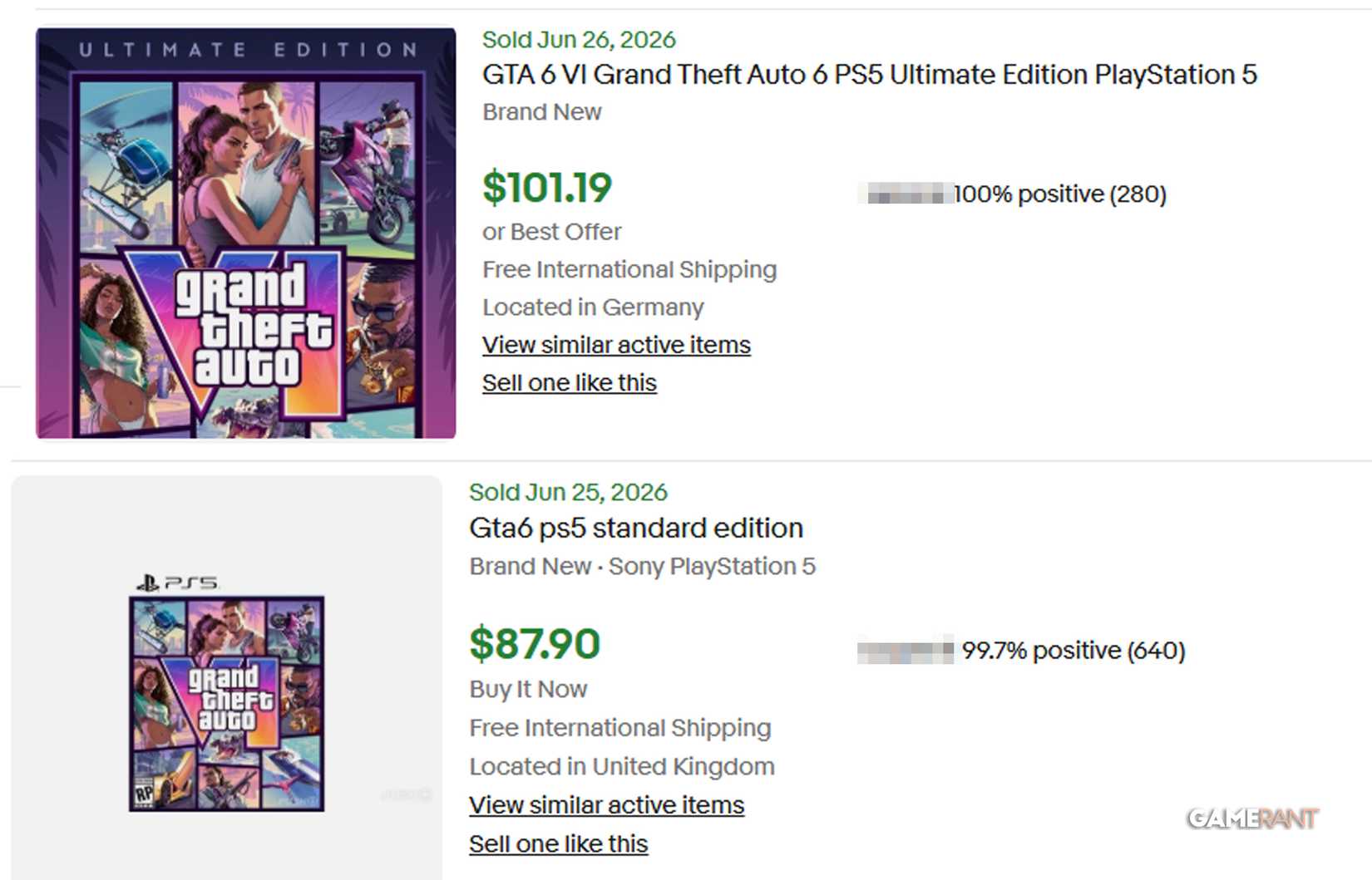 GTA 6 scalped sales eBay screenshot