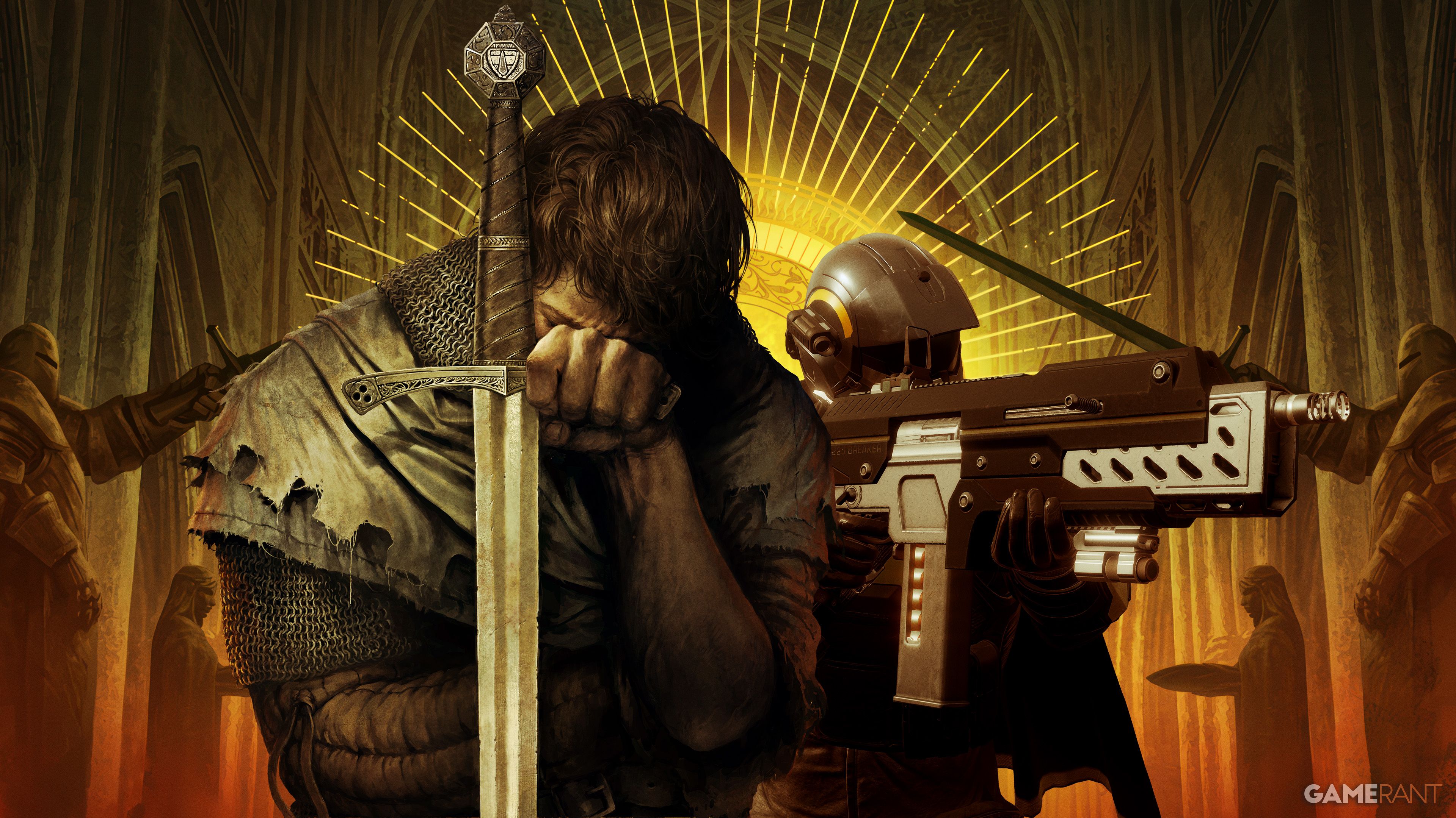 helldivers and kingdom come art before background guards